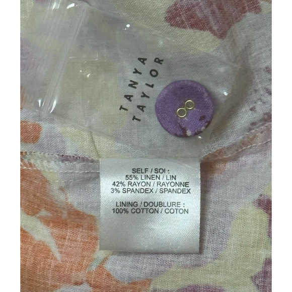 New $545 TANYA TAYLOR Linen Blend Inez Midi Dress Belted Floral A-Line Wedding - Picture 15 of 16